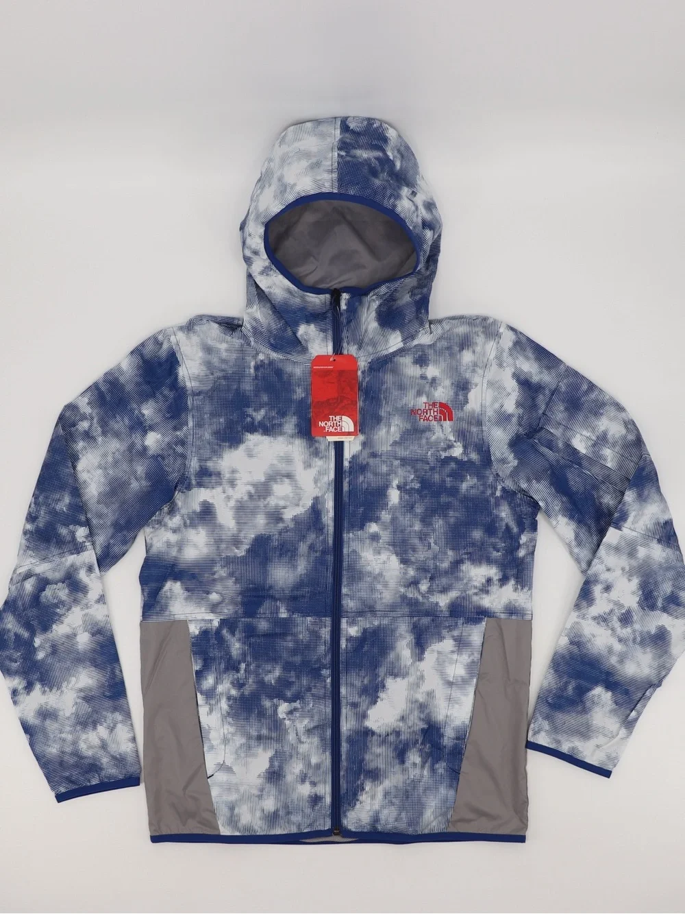 Brand New The North Face Small Men’s Chicago Wind Hooded Jacket Blue Grey
